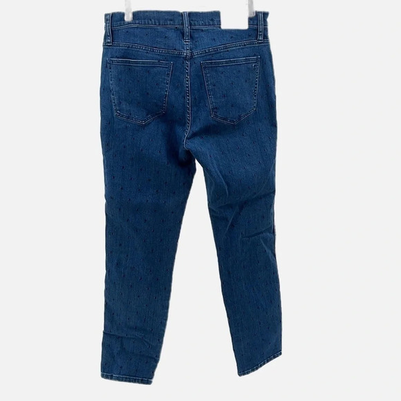 Madewell Slim Straight Embroidered Navy Dots Jeans - Size 29 - Picture 5 of 10
